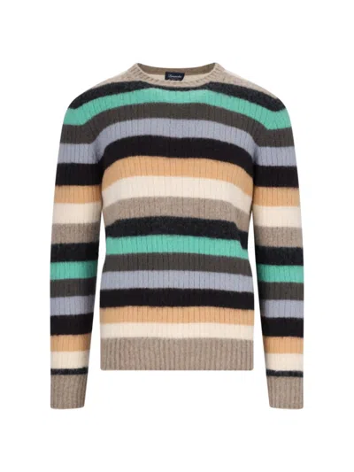 DRUMOHR DRUMOHR STRIPED SWEATER IN MULTICOLOR WOOL RIBBED DESIGN
