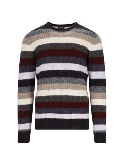 Drumohr Striped Sweater In Multicolor Wool Ribbed Design Striped In Multicolour