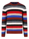 Drumohr Multicolor Striped Crew Neck Sweater In Multi