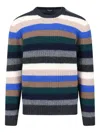 Drumohr Multicolour Textured Knit Sweater With Ribbed Detailing In Multi