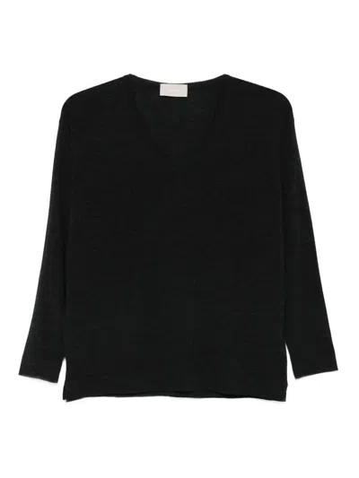 Drumohr Long Sleeve V-neck Sweater In Black
