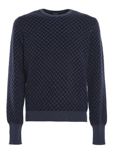 Drumohr Biscuit Pattern Cashmere Jumper In Blue