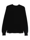 Drumohr Textured Knit Long Sleeve Crew-neck Sweater In Dark Blue