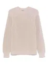 Drumohr Textured Knit Long Sleeve Crew-neck Sweater In Grey