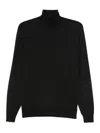 Drumohr Fitted Merino Wool Long Sleeve Turtleneck Sweater In Black