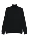 Drumohr Fitted Merino Wool Long Sleeve Turtleneck Sweater In Black