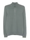 Drumohr Long Sleeve Mock-neck Zip Sweater In Green