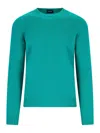Drumohr Timeless Crewneck Sweater With Ribbed Details In Green