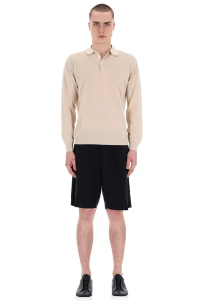 Drumohr Superlight Long Sleeve Cotton Polo In Multi