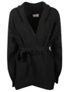 Drumohr Hooded Belted Cardigan In Black