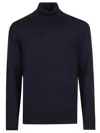 Drumohr Man Turtleneck Navy Blue Size 48 Merino Wool In Blue