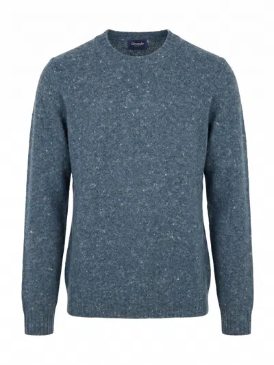 Drumohr Flecked-knit Wool Sweater In Blue