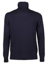 Drumohr Man Turtleneck Navy Blue Size 48 Merino Wool In Blue