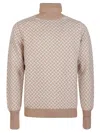 Drumohr Geometric Pattern Turtleneck Sweater With Ribbed Trim In Brown