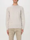 Drumohr Lambswool Crew Neck Sweater With Marl Knit In Beige