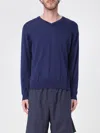Drumohr Basic Sweater In Blue Cashmere Navy Tone V-neck In Blue