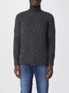 Drumohr Speckled Grey Turtleneck Sweater With Ribbed Cuffs In Black