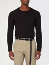 Drumohr Wool Sweater With Long Sleeves And Ribbed Texture In Black