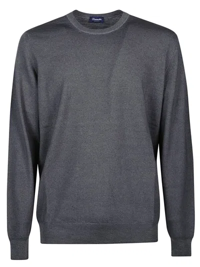 Drumohr Long Sleeve Shaved Sweater In Grigio
