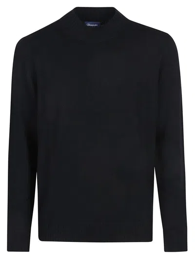 Drumohr Mock-neck Wool Sweater In Black