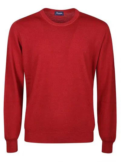 Drumohr Long Sleeve Shaved Sweater In Rosso