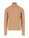 Drumohr Turtleneck Sweater In Brown Cashmere Ribbed Trim In Brown