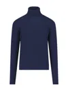 Drumohr Turtleneck Sweater In Blue Wool Navy Tones In Blue