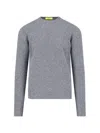 Drumohr Crewneck Sweater In Grey Melange Wool Ribbed Trim In Grey