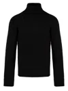 Drumohr Wool Turtleneck Sweater Ribbed Cuffs In Black