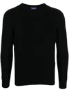 Drumohr Ultimate Cashmere Long Sleeve Crew-neck Sweater In Black