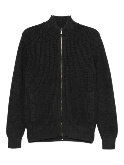 Drumohr Ribbed Zip-up Cardigan In Gray