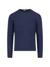 Drumohr Basic Sweater In Blue Wool Navy Tone In Blue