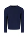 Drumohr Ribbed Crewneck Sweater With Cuffs And Hem In Blue