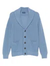 Drumohr Shawl-collar Patch-pocket Cardigan In Blue