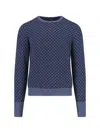 Drumohr Geometric Pattern Long Sleeve Crew Neck Sweater In Blue