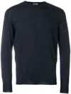 Drumohr Crew Neck Cotton Jumper In Blue