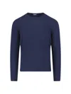 Drumohr Basic Sweater In Blue Wool Navy Tone In Blue