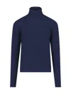 Drumohr Turtleneck Sweater In Blue Wool Navy Tones In Blue