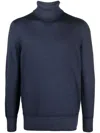 Drumohr Roll-neck Wool Jumper In Blue