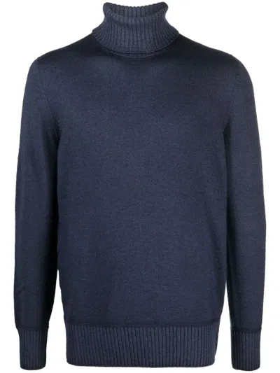 Drumohr Roll-neck Wool Jumper In Blue
