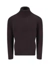 Drumohr Ribbed Turtleneck Crewneck Sweater In Brown