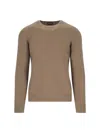 Drumohr Ribbed Crewneck Sweater With Soft Texture In Brown