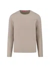 Drumohr Soft Textured Crewneck Sweater With Ribbed Cuffs In Neutral