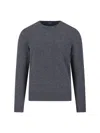 Drumohr Ribbed Hem Long Sleeve Crew Neck Sweater In Gray