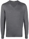 Drumohr V-neck Knitted Jumper In Grey