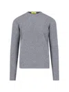 Drumohr Crewneck Sweater In Grey Melange Wool Ribbed Trim In Grey