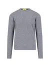 Drumohr Crewneck Sweater In Grey Melange Wool Ribbed Trim In Grey