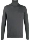 Drumohr Merino Wool Turtleneck Sweater With Ribbed Detailing And Versatile Fit In Grey