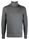 Drumohr Ribbed Turtleneck Sweater Long Sleeves In Grey
