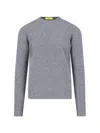 Drumohr Crewneck Sweater In Grey Melange Wool Ribbed Trim In Grey